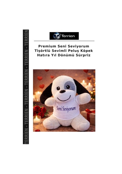 Premium Seni Seviyorum Tişörtlü Sevimli Peluş Köpek Hatıra Yıl Dönümü Sürpriz Çok Renkli
