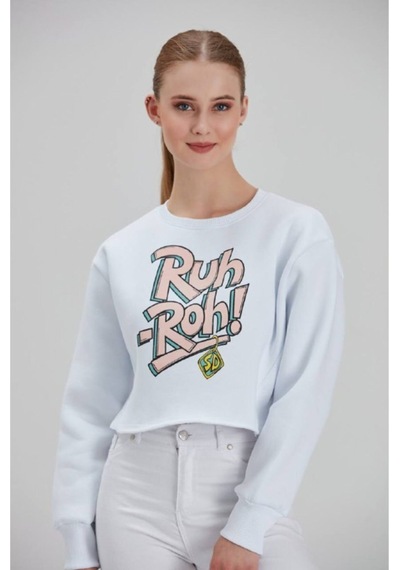 Meecy Kadın Beyaz Baskılı Sweatshirt Beyaz Beyaz