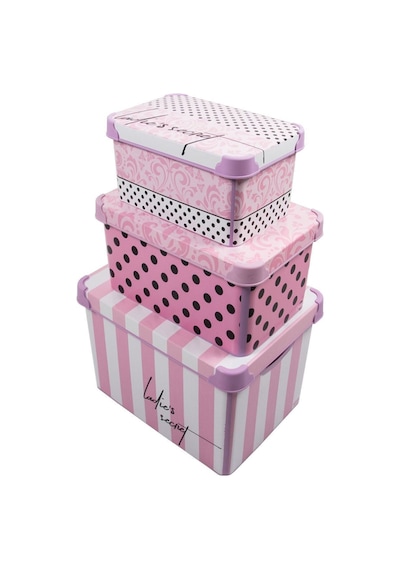 Style Box Ladys Secret Desenli 3 Parça Dekoratif Saklama Kutusu Seti Çok Renkli