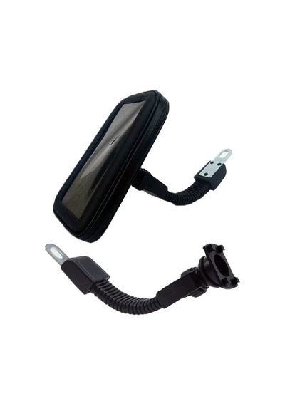 Modern Tekno Motosiklet Bisiklet Telefon Tutucu Suya Dayanıklı Xlarge Ayna Bağlantılı Siyah
