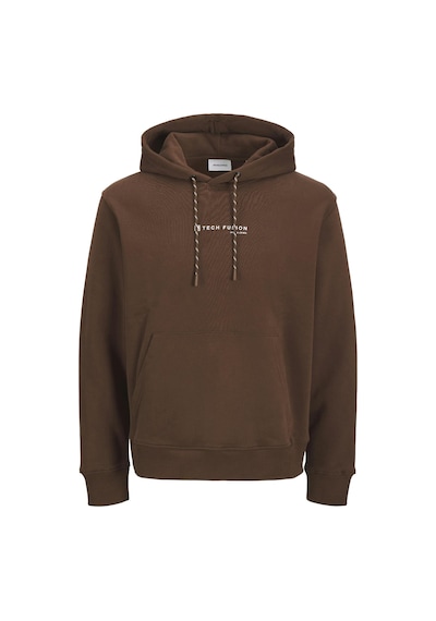 Jack & Jones Jjskı Kapüşonlu Sweatshirt Erkek Logo Hoodie Aw25 Kahverengi
