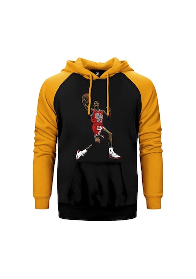 Air Jordn Grafiti Sarı Renk Reglan Kol Kapşonlu Sweatshirt Sarı