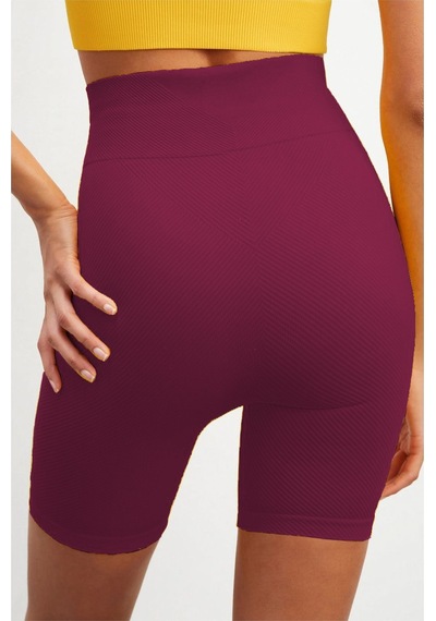Mistirik Felolin Model Örme Seamless Şort Biker Şort Yüksek Bel Toparlayıcı Şort Bordo Renk Bordo
