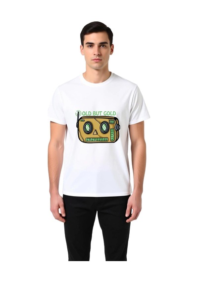 Paybuy Erkek Nostalji Grafik Baskılı Retro Elektronik Tasarım Tişört Rah Beyaz