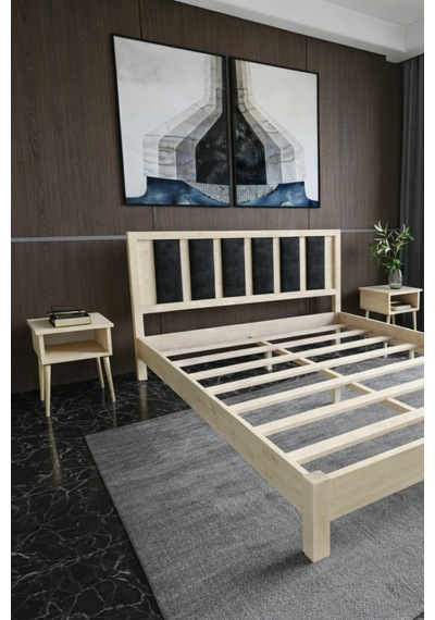 Renazzo Ori On Siyah Puf Başlıklı Masif Ahşap Karyola Vernik 100x200 Vernik - 100 X 200 Renazzo Ori On Siyah Puf Başlıklı Masif Ahşap Karyola Vernik 100x200 Vernik - 100 X 200