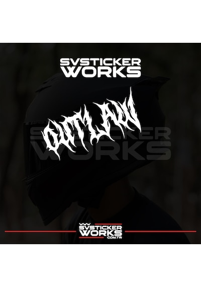 Outlaw Yazılı Kask Sticker Tüm Kasklar Uyumlu Tek Yön 1 Adet Beyaz
