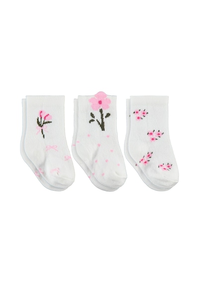 Civil Baby 3d Çiçek Desen 3'lü 6- Bebek Kız Çorap Set - Standart