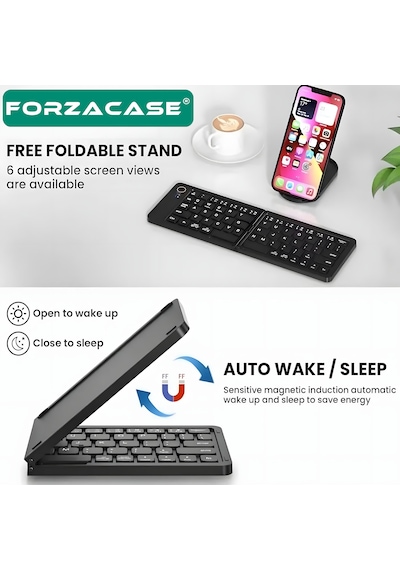 Forzacase Şarjlı Katlanabilir Kablosuz Bluetooth Klavye Fc1030