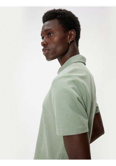 Koton Polo Yaka Tişört Slim Fit Kısa Kollu Pamuk Karışımlı Yeşil 4sam10360mk Yeşil