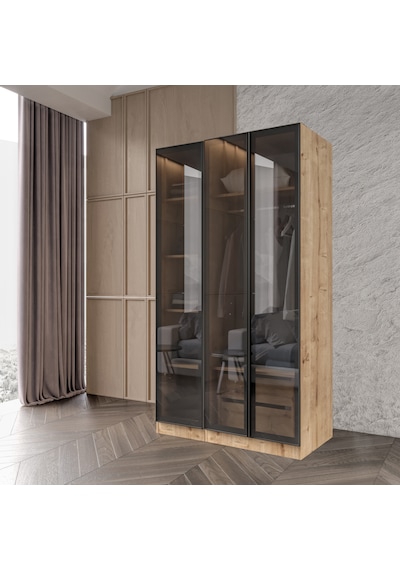 Altay Kayra Füme Camlı Alimünyum Kapaklı 2 Çekmeceli Giyinme Dolabı Led Askılıklı Tamamı Mdf Safir Meşe Altay Kayra Füme Camlı Alimünyum Kapaklı 2 Çekmeceli Giyinme Dolabı Led Askılıklı Tamamı Mdf Safir Meşe