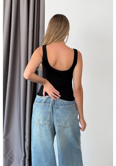Jee Lee Kadın Askılı Önü Çıtçıtlı Atlet Siyah - 26y 26205