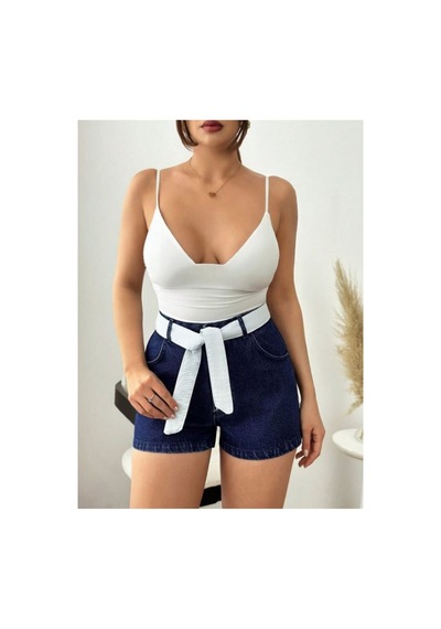 Kene Jeans Kuşak Kemerli Lacivert Kot Şort Lacivert