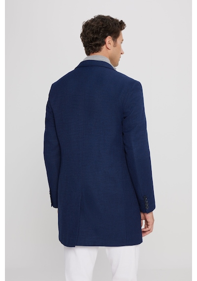 AC&Co / Altınyıldız Classics Erkek Lacı Standart Fit Normal Kesim Mono Yaka Armürlü Kapak Cepli Palto Laci