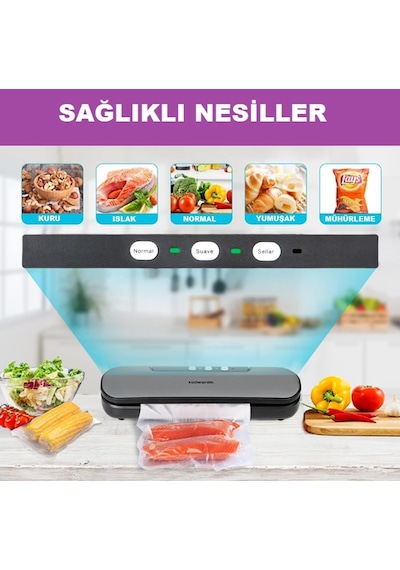 Küchen Pratic VS6910 Ev Tipi Elektrikli Vakum Makinesi - 10 Adet Vakum Poşeti Hediye