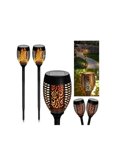 Lb 6 Adet Solar Bahçe Lambası Alev Efektli Güneş Enerjili Aydınlatma 50 Cm