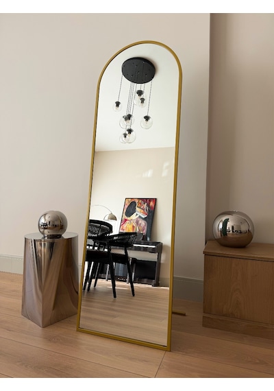 Effe Gold Metal Çerçeveli 160x40 Cm Oval Ayaklı Boy Aynası