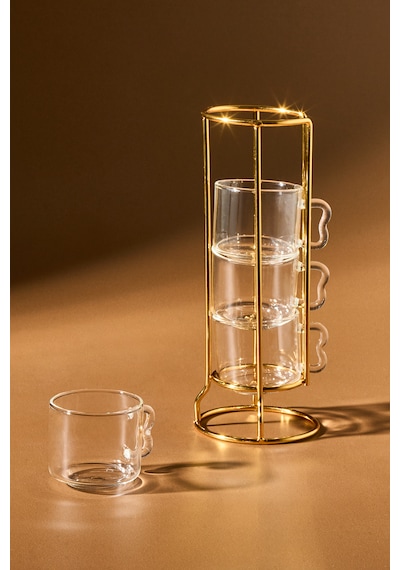 Karaca Kendal 4 Kişilik Standlı Kahve Fincanı 90 Ml Gold