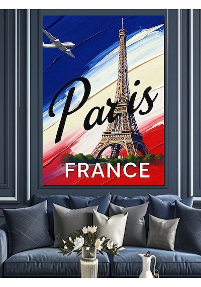 Ahşap Tablo Paris Eyfel Kulesi Retro Poster