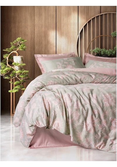 Cotton Box Betula Saten Çift Kişilik Nevresim Takımı Pudra Pudra