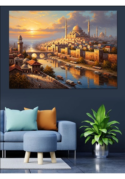 Ahşap Tablo Gün Batımında Panoramik Manzara