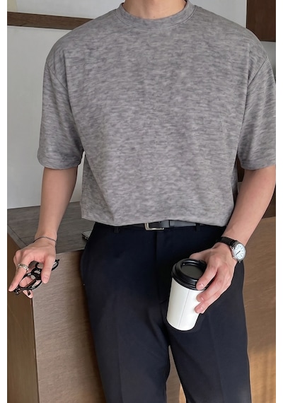 Genius Store Erkek Oversize Tişört Pamuk Kumaş Bisiklet Yaka Rahat Kalıp T-shirt Gri Melanj Genius Store Erkek Oversize Tişört Pamuk Kumaş Bisiklet Yaka Rahat Kalıp T-shirt Gri Melanj