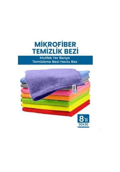 Mikrofiber Temizlik Bezi Seti, Çok Amaçlı, Yüksek Emici, Mutfak Ve Banyo İçin, 8'li Paket Belirtilmemiş