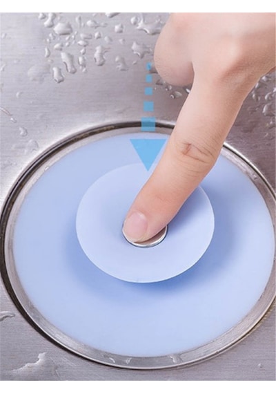 Silikon Lavabo Evye Süzgeci Tıkaç Saç Tutucu Gider Koruyucu Banyo Mutfak 9 cm