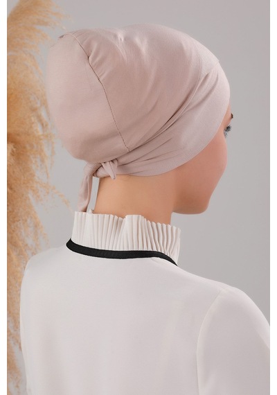 Melodi Scarf Bağlamalı Dikişsiz Çapraz Bone Taş Ten Rengi Taş Rengi