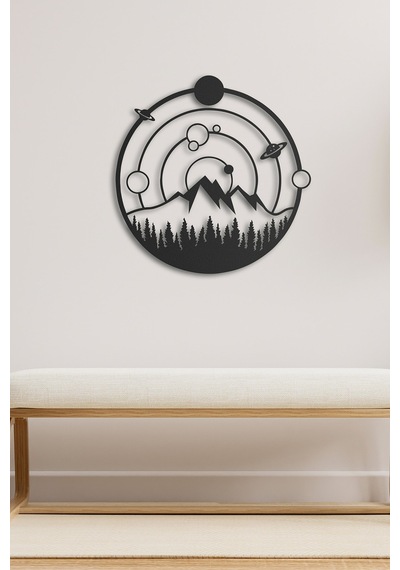 Space And Nature Metal Duvar Tablosu - Siyah