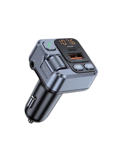 Bluetooth 5.3 Fm Transmitter Araç Çakmaklık Şarj Cihazı Pd 20w Type-c Usb Hızlı Şarj Aux Eller Serbest Konuşma Dijital Voltaj Göstergeli