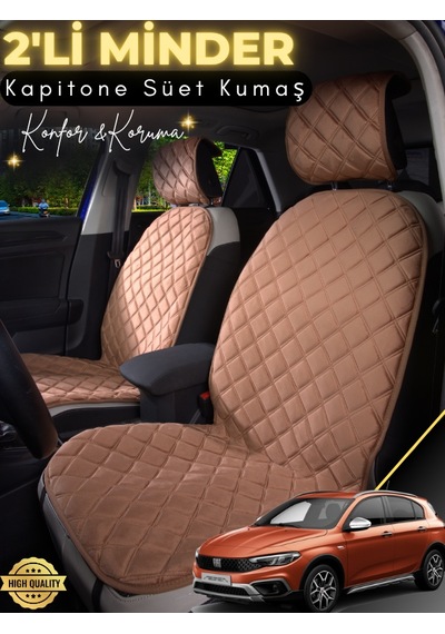 Fiat Egea Cross Uyumlu 2'li Süet Oto Koltuk Minderi Terletmez Kolay Montaj Oto Kılıf A1 Kahverengi