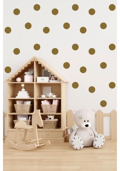 Yuvarlak Kesim Puantiye Sticker Gold 7 Cm 60 Adet