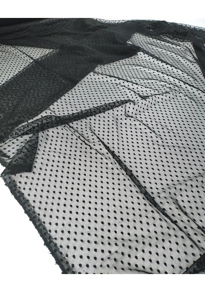 Siyah Renkte Puantiyeli Tül En 140 Cm X Boy 400 Cm -10206 Siyah