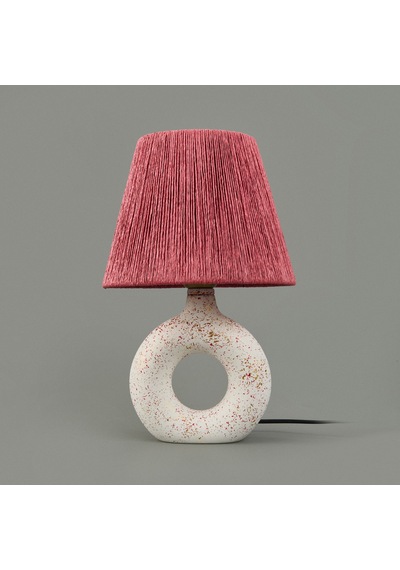 Hmyy Design Printemps Handmade Seramik Abajur - Pembe / Beyaz - 42x25x25 Cm Çok Renkli