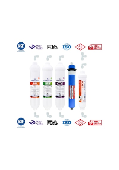 OverWater Kapalı Kasa Su Arıtma Cihazı 5 Li Inline Filtresi Seti 5 Aşamalı Özel Sarım Membran Filtre