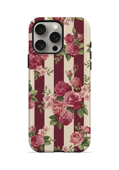 Velvoria Valestra Bordo Gül Serit Apple iPhone Uyumlu 15 Pro Darbe Korumalı Kılıf Valestra Select - Bordo Gül Serit