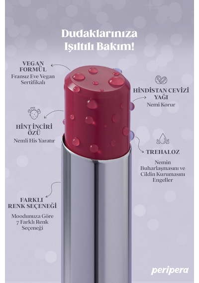 Yoğun Nemlendirme Sunan Vegan Dudak Balmı Perıpera Ink Mood Glowy Balm 7 Mauve Dive Hip Gray 00624478