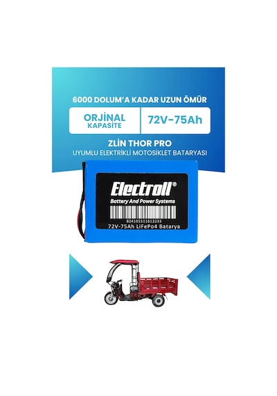 Zlin Thor Pro Batarya Standart Kapasite Lifepo4 72v 75ah Elektrikli Motosiklet Bataryası