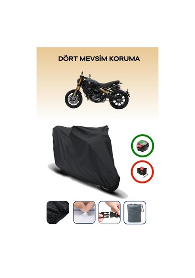 Siyah Arka Çanta Uyumlu Ducati Scrambler 1100 Sport Pro Uyumlu Motosiklet Brandası Motor Örtüsü