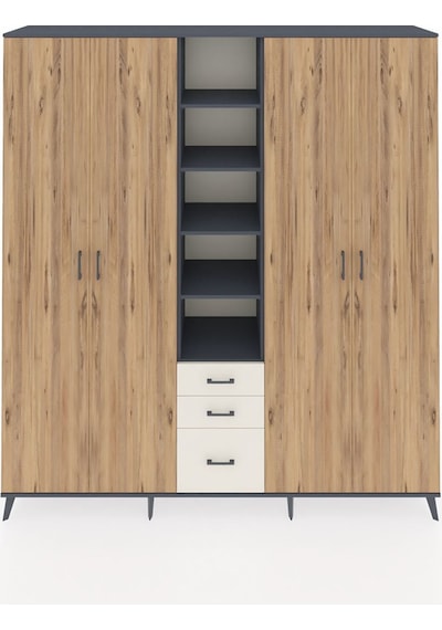 Hyperion Dolap 17 Raflı 3 Çekmeceli 4 Kapaklı 220x44x243 Antrasit-çam/aytaşı Atlas Çam/aytası Hyperion Dolap 17 Raflı 3 Çekmeceli 4 Kapaklı 220x44x243 Antrasit-çam/aytaşı Atlas Çam/aytası