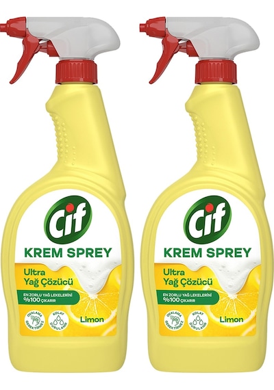 Cif Yüzey Temizleyici Sprey Krem Limon Ultra Yağ Çözücü 2 x 750 ML
