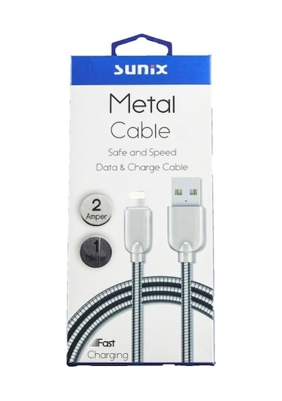 Sunix Sc-13 Apple Uyumlu iOS Telefon Şarj Data Çelik Kablo 1M