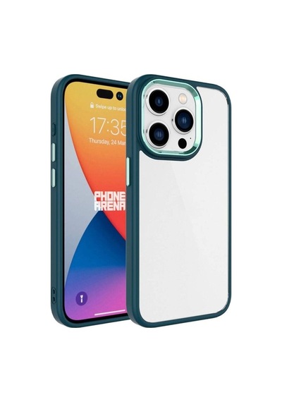 Apple Uyumlu iPhone 15 Pro Kılıf Zore Krom Kapak Koyu Yeşil