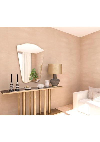 Asimetrik Duvar Aynası/gold Çerçeveli Düzensiz Dekor Ayna/banyo Aynası Gold 60 X 80 Çok Renkli