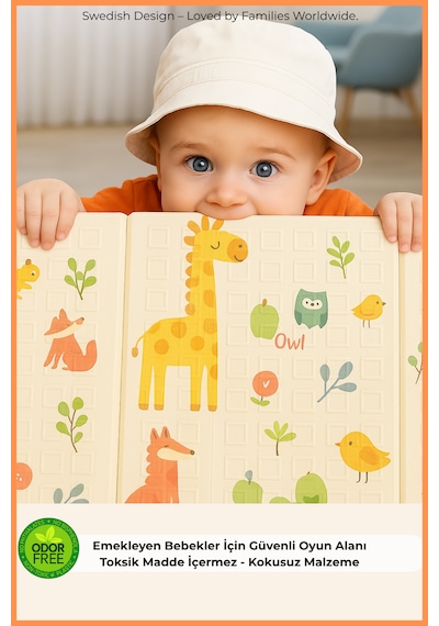 Safari Walk Çift Taraflı Katlanabilir Oyun Halısı Ve Matı Premium Seri Taşıma Çantalı-180x120
