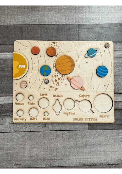 Ahşap Montessori Solar Sistem Gezegenler Yapbozu