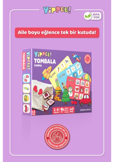 Çocuk Tombala Karma Temalı Ham Bez Kese 8 Tabla 40 Pul 60 Parça