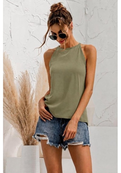 Alyn Wear Kadın Sırtı Damla Detay Kolsuz Atlet Bluz Haki