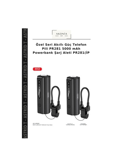 Özel Seri Akıllı Güç Telefon Pili Pr281 5000 Mah Powerbank Şarj Aleti Pr281 İp Çok Renkli