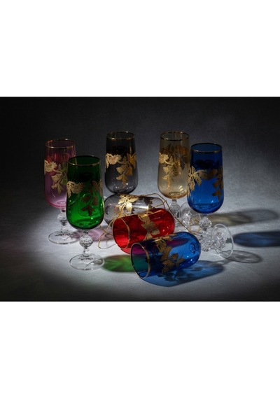 Bohemia Kristal Bardak Lüsterli Gold 180 Cc 6 Adet Çok Renkli